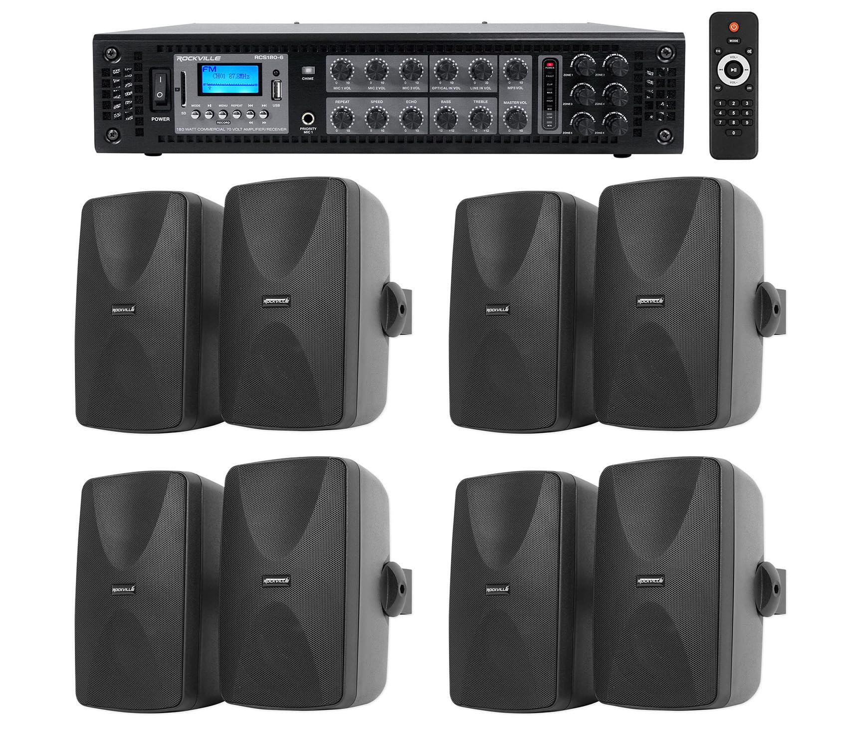 Amazon.com: Rockville WET-7020B Bundle: (4) Pairs 5.25-in 70V